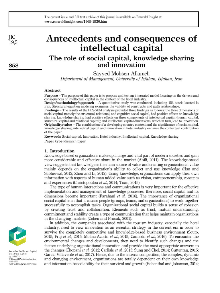 Drivers and Outcomes of Intellectual Capital | PDF | Innovation ...
