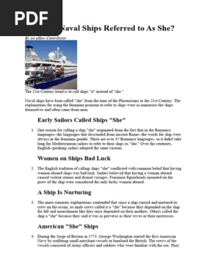 Why Are Naval Ships Referred to As She