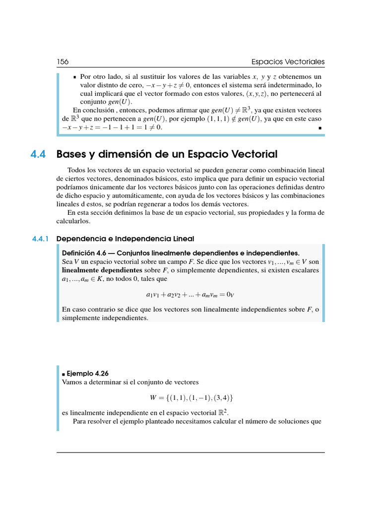 Bases y Dimensión Vectorial | PDF | Espacio vectorial | Base (álgebra ...