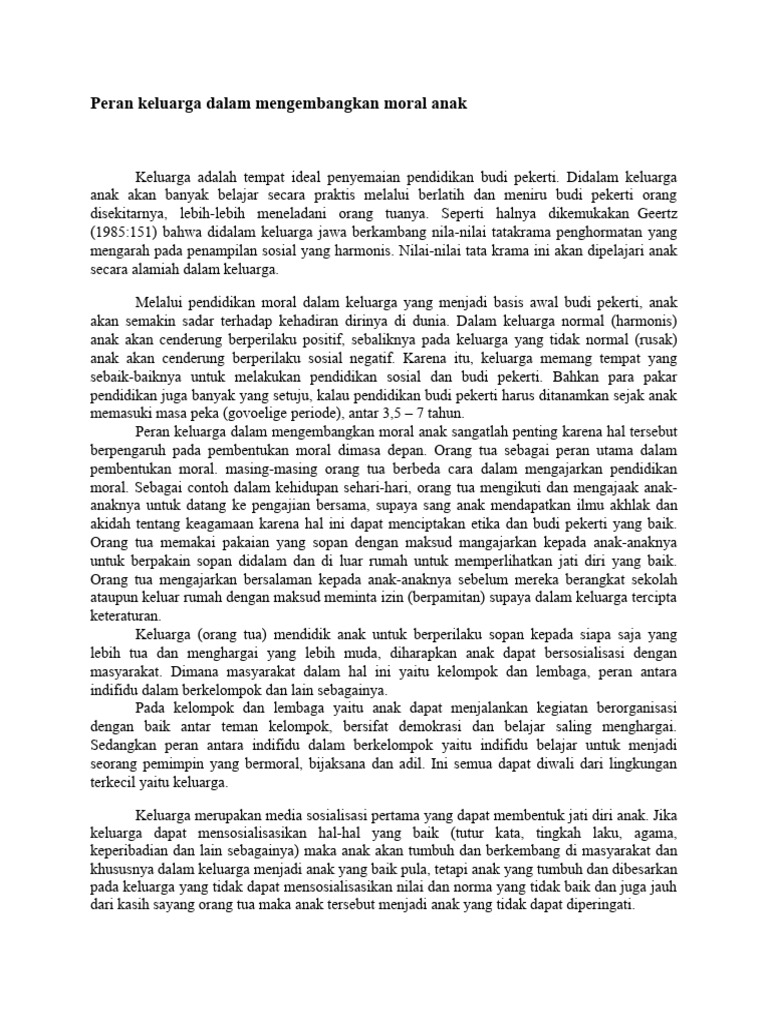 Peran Keluarga dalam Moral Anak | PDF