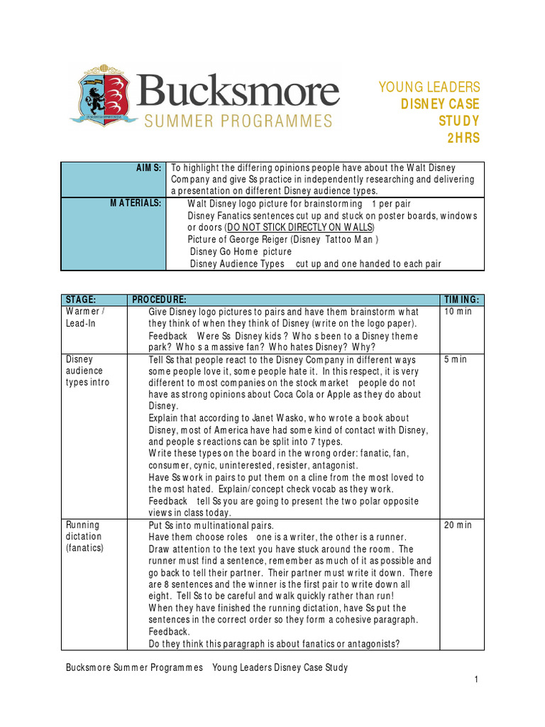 Disney Case Study PDF The Walt Disney Company