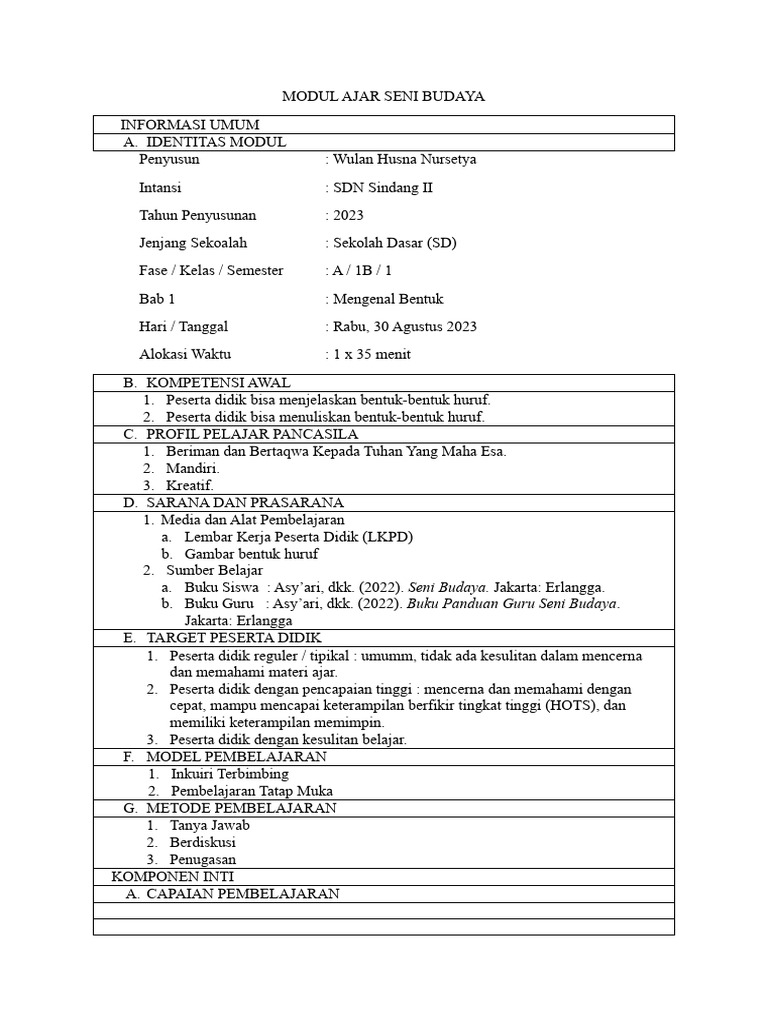 Modul Ajar Seni Budaya 1b Pdf