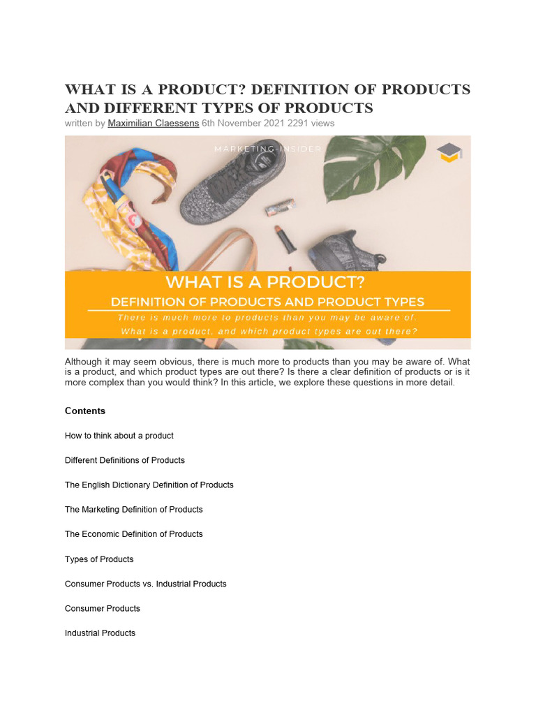 What Is A Product PDF Product (Business) Goods