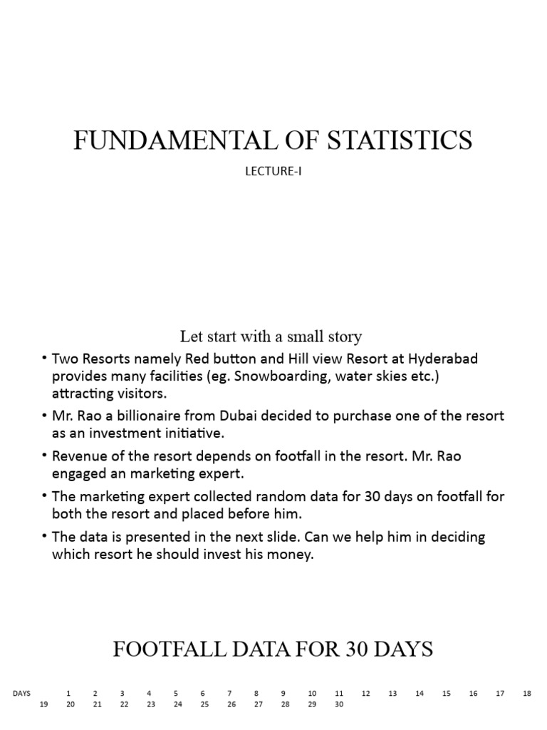 Fundamental of Statistics Lecture-I | PDF | Statistics | Quartile