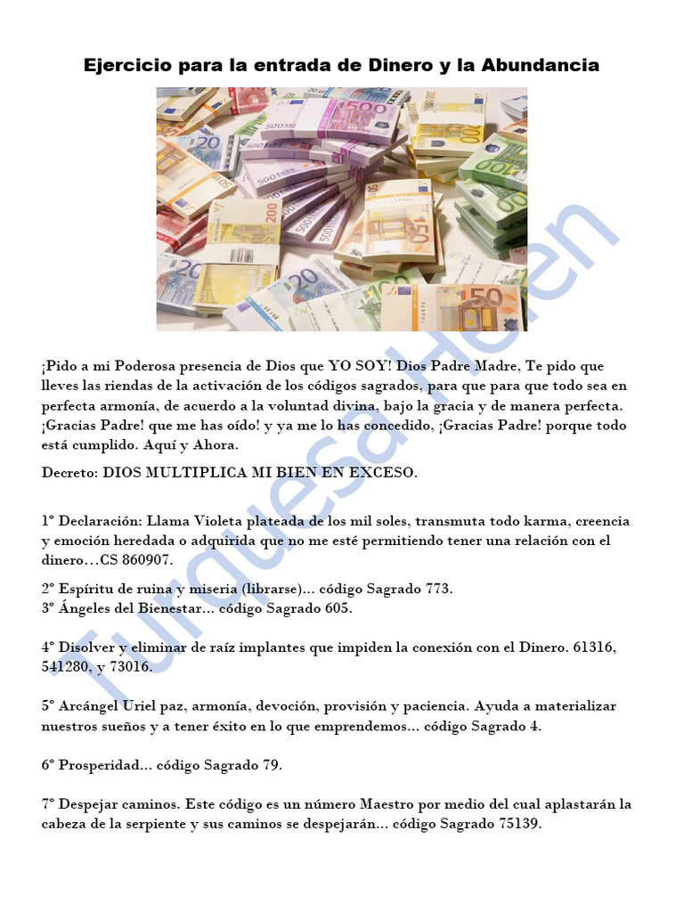 Ejercicio para La Entrada de Dinero y La Abundancia - 21 Dias | PDF ...