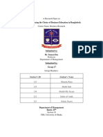 Factors Influencing The Choice of Business Education in Bangladesh.