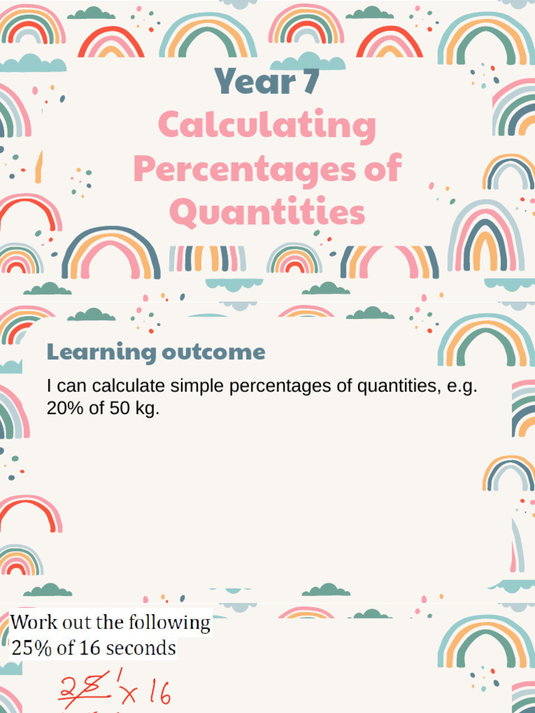 Year 7 Calculating Simple Percentages of Quantities (Answer) | PDF