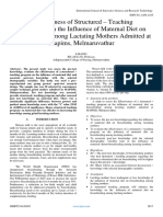 Effectiveness of Structured - Teaching Programme On The Influence of Maternal Diet On Breastfeeding Among Lactating Mothers Admitted at Mapims, Melmaruvathur