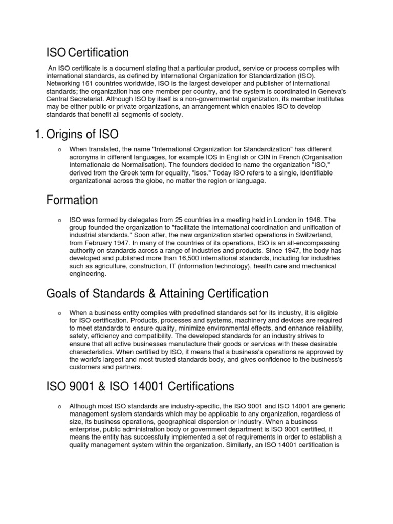 Understanding ISO Certification Standards | PDF | Iso 9000 ...