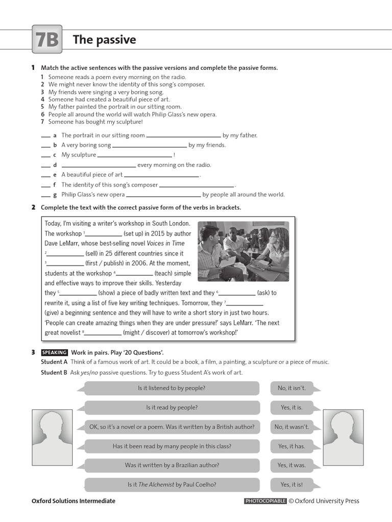 Oxford Solutions Int Unit 7B The Passive PDF Linguistics