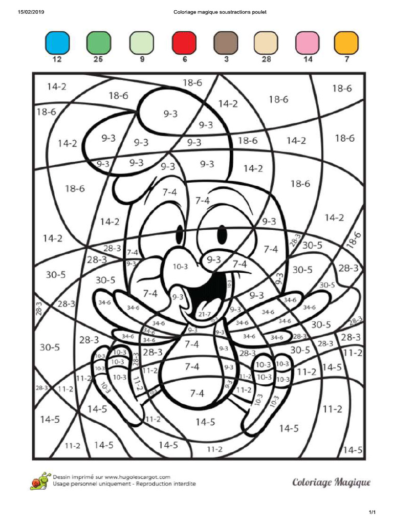 Coloriage Codé S° - CP - Poulet | PDF