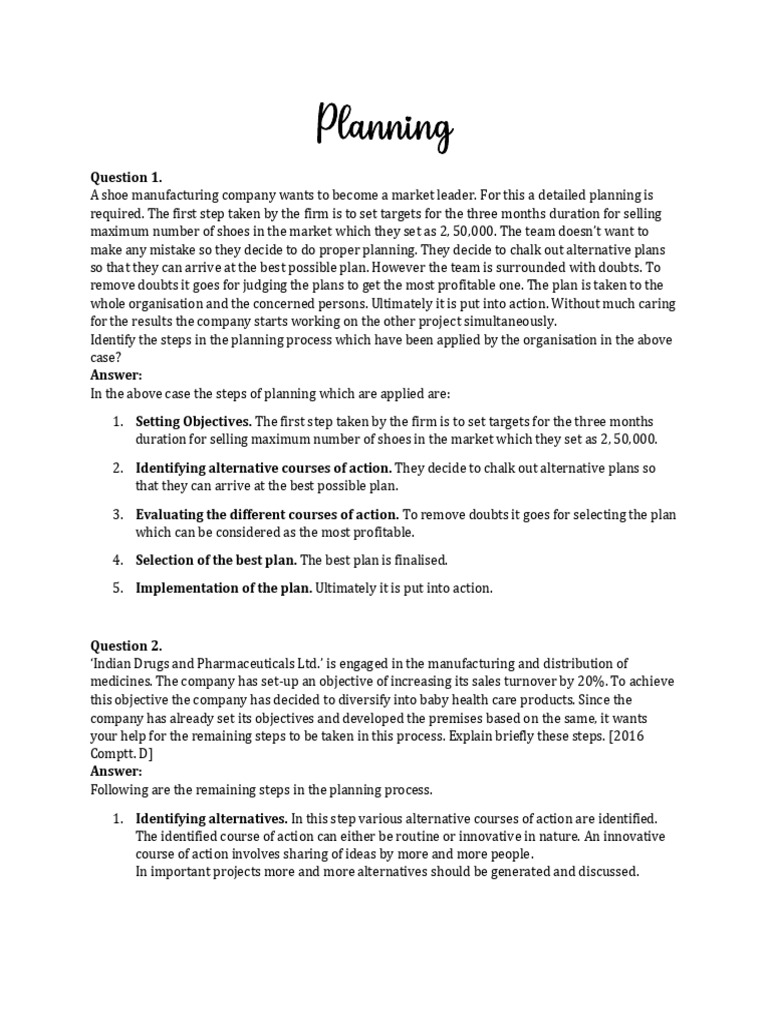 Planning Case Studies PDF Planning Goal