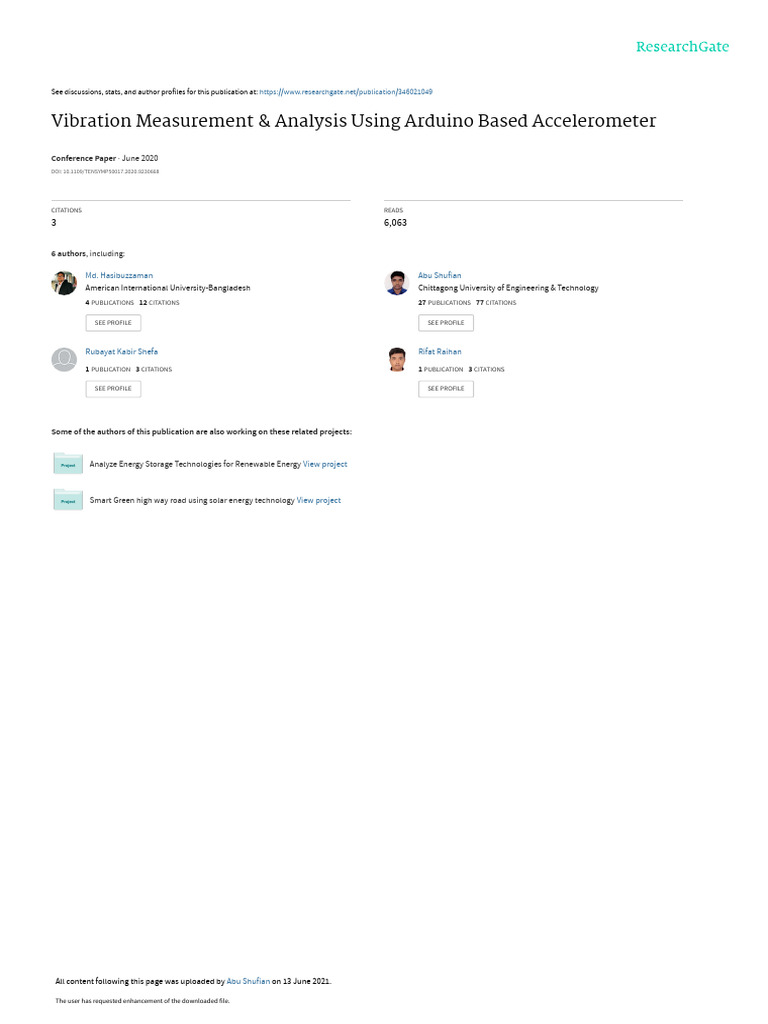 Jurnal Vibration Accelerometer With Arduino Pdf Accelerometer