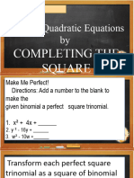 Solving Qe Completing The Square