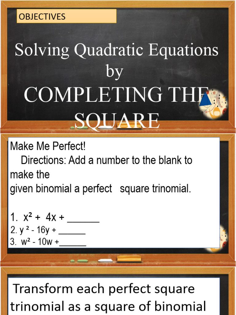 Completing the Square for Quadratics | PDF | Equations | Applied ...