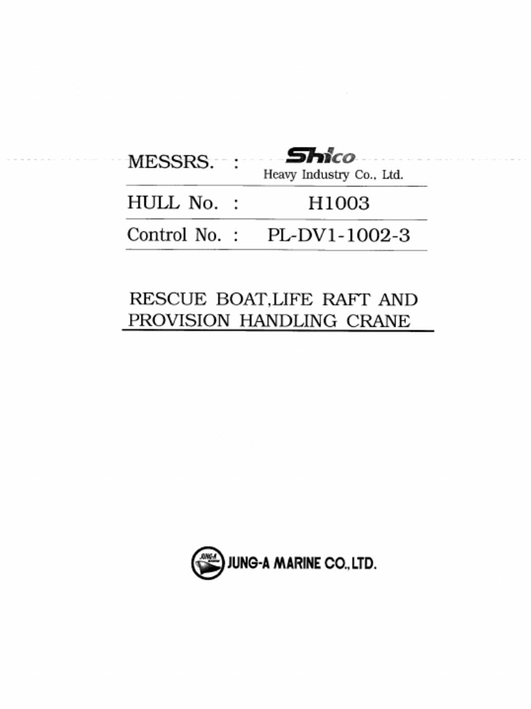 O-04 Rescue Boat, Life Raft and Provision Handling Crane | PDF