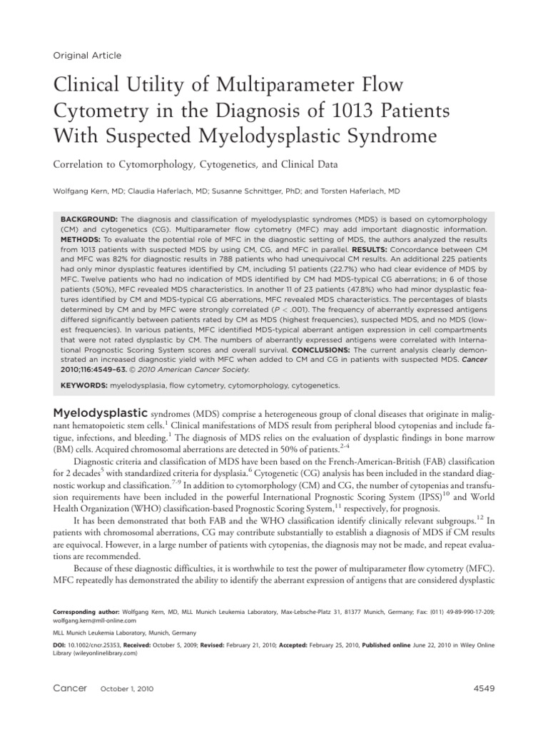 Clinical Utility of Multiparameter Flow Cytometry in The Diagnosis of