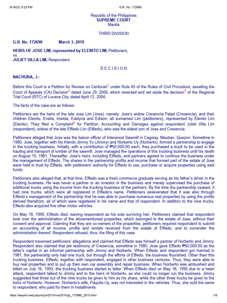 G r no 172690 pdf burden of proof law partnership