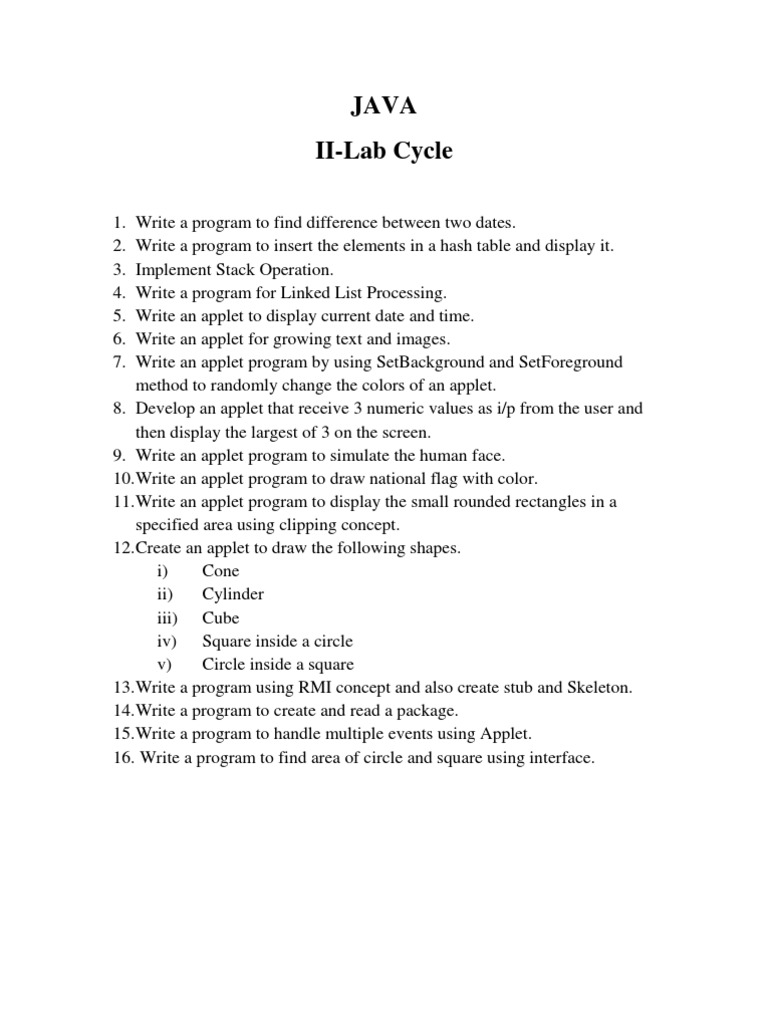 Java Lab Exercises: Applets, Files, Threads | PDF