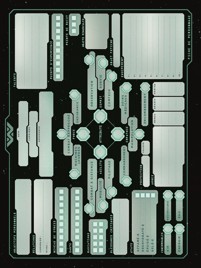 Fiche de personnage JDR Alien | PDF