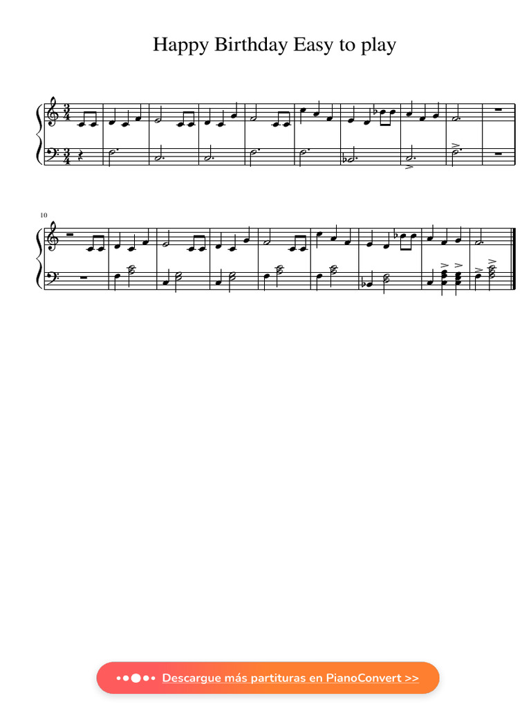 Cumpleanos Feliz Partitura Facil | PDF