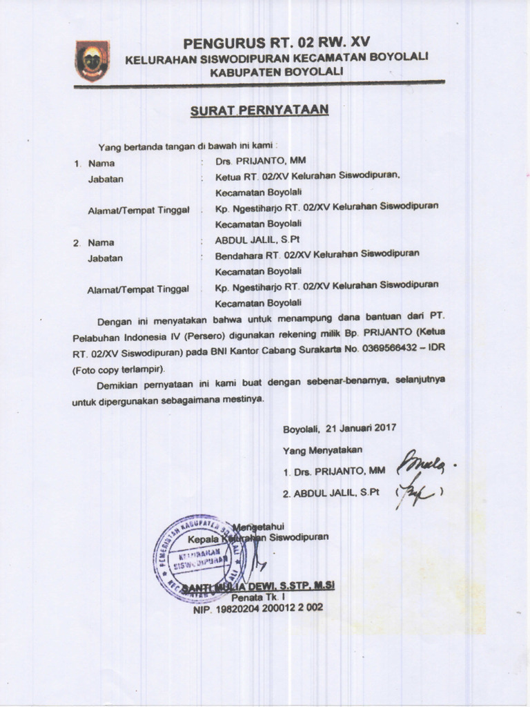 Surat Pernyataan | PDF