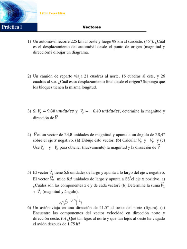 Ejercicios de Vectores y Desplazamientos | PDF