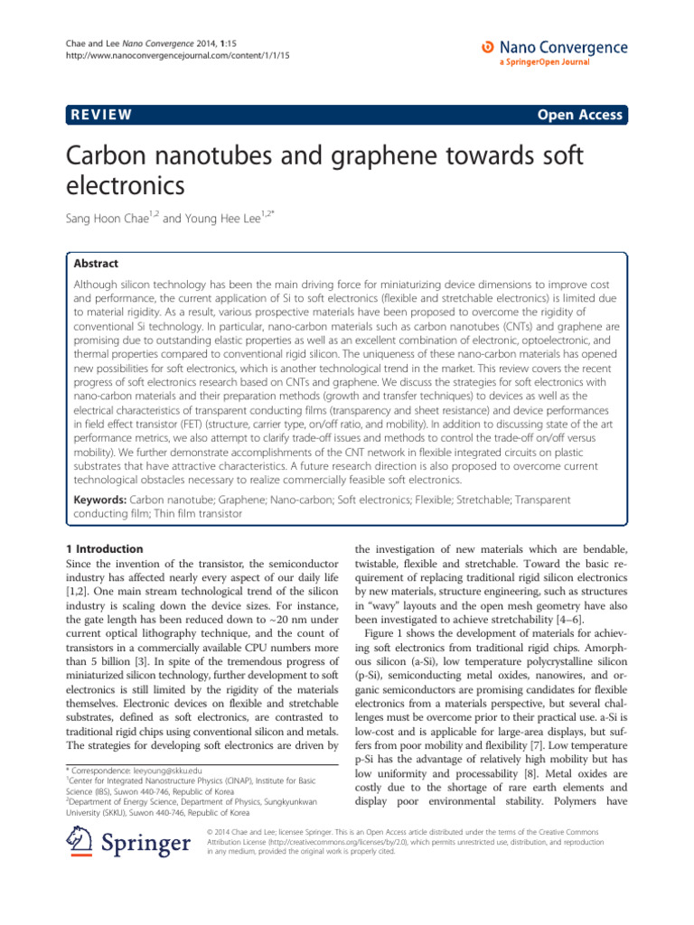 Carbon Nanotubes and Graphene Towards Soft Electronics | PDF | Carbon ...