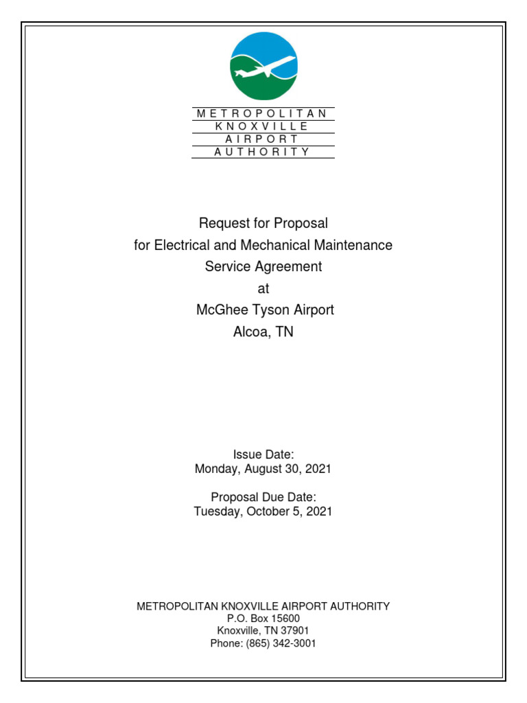 Electrical Maintenance RFP for Airport | PDF | Request For Proposal ...