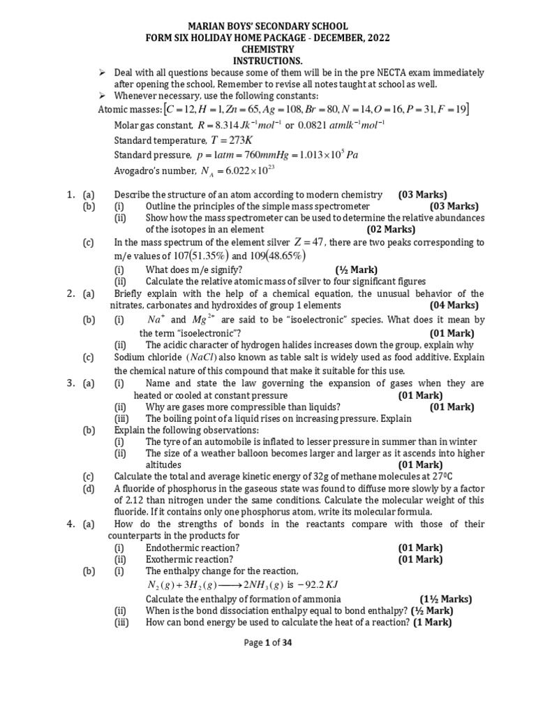 F6 home package chemistry questions pdf coordination complex