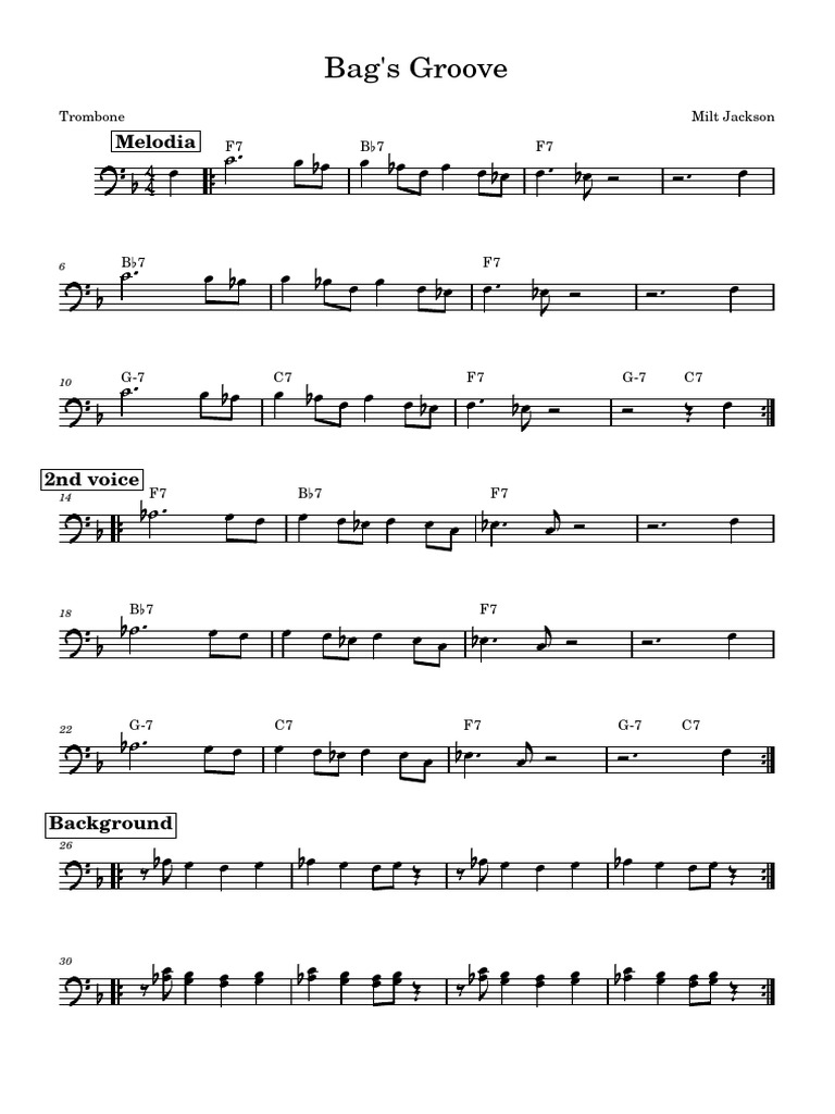 Bag's Groove Trombone PDF Escalas musicales Teoría musical