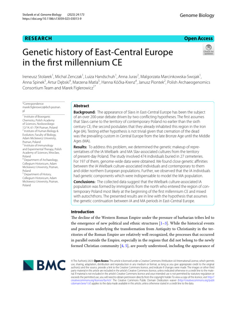 Genetic History of East-Central Europe in The First Millennium CE | PDF ...