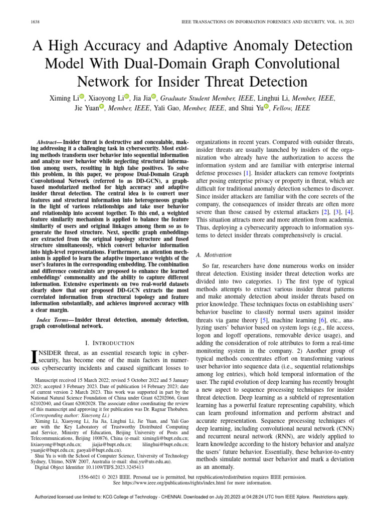 Adaptive Anomaly Detection for Insider Threats | PDF | Matrix ...