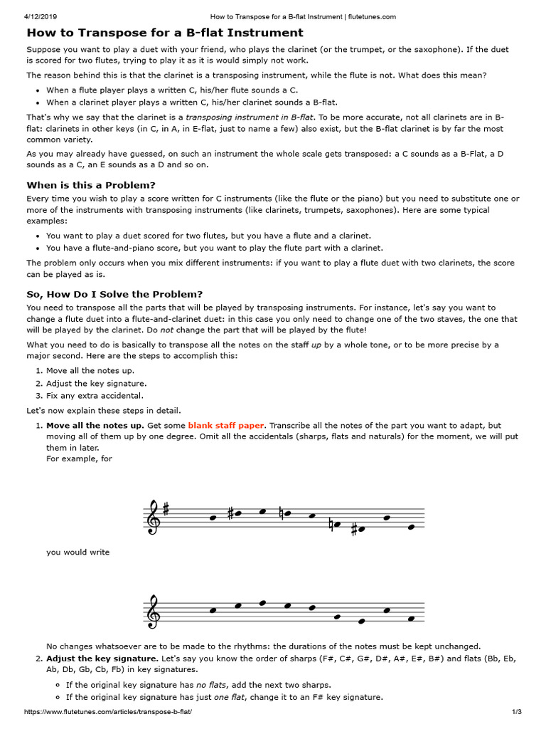 How to Transpose for a Bflat Instrument _ PDF
