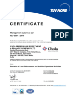 Iso Certificate of Chola Investment and Finance Company LTD Operational Activities d199db4bd0