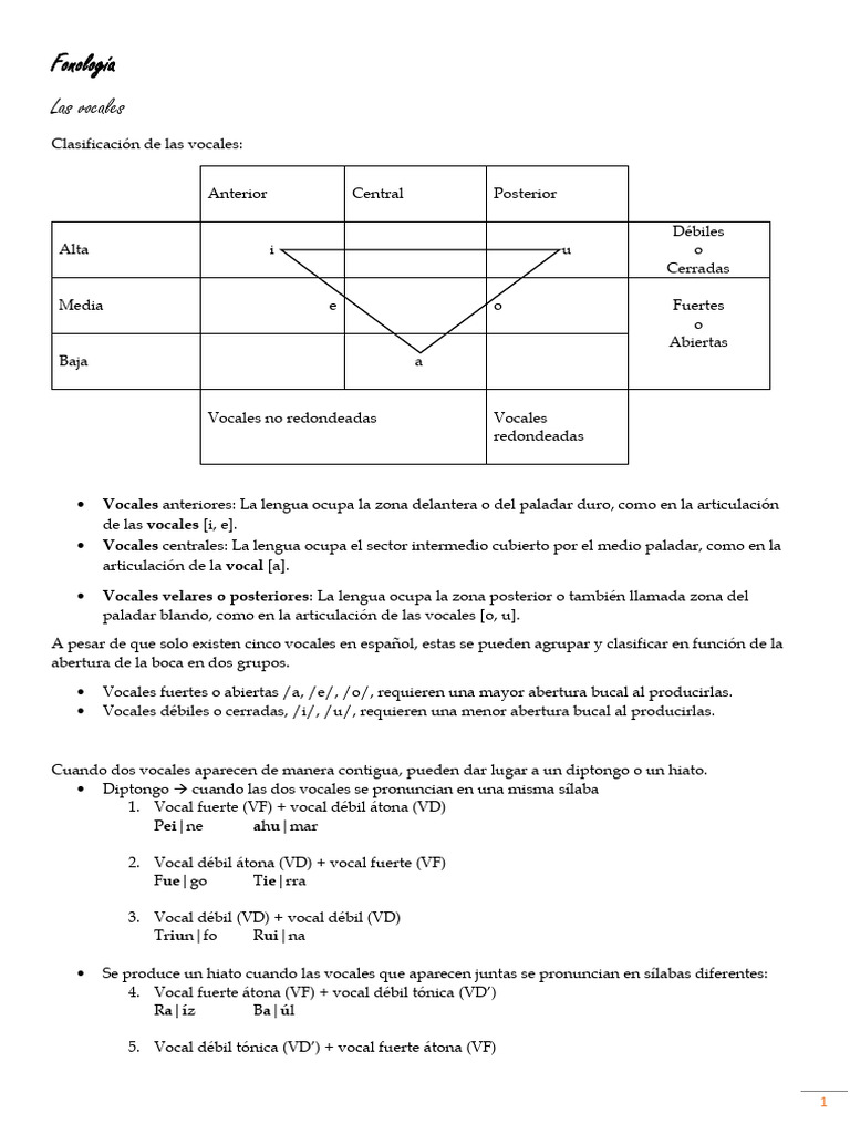 Acentuación y clasificación de vocales | PDF | Fonética | Voz humana