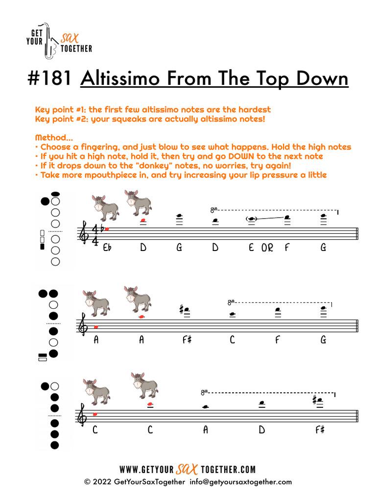 Altissimo From The Top Down Cheatsheet Get Your Sax Together PDF