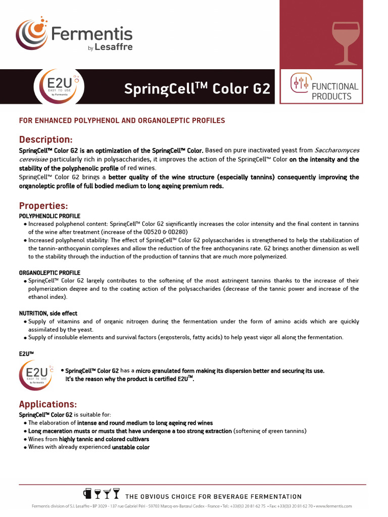 TDS EN SpringCell™ Color G2 | PDF | Phenolic Content In Wine | Polyphenol