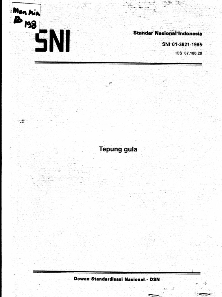 Sni 01 3821 1995 Tepung Gula | PDF