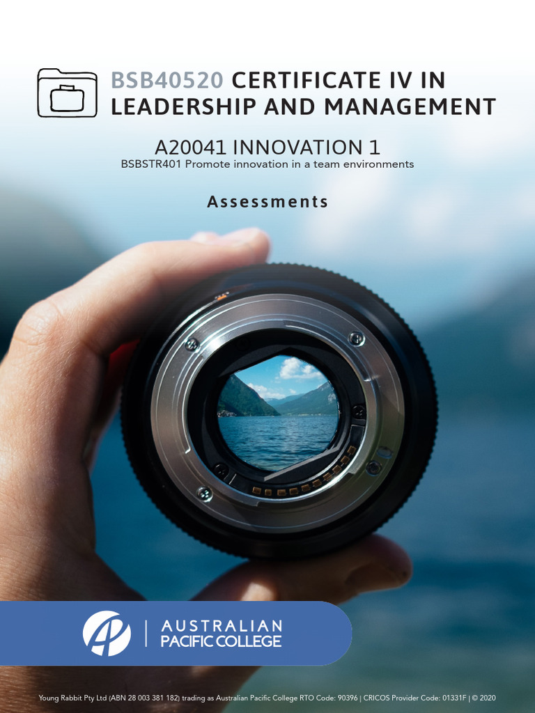 BSBSTR401 Innovation Assessment Guide | PDF | Innovation | Leadership