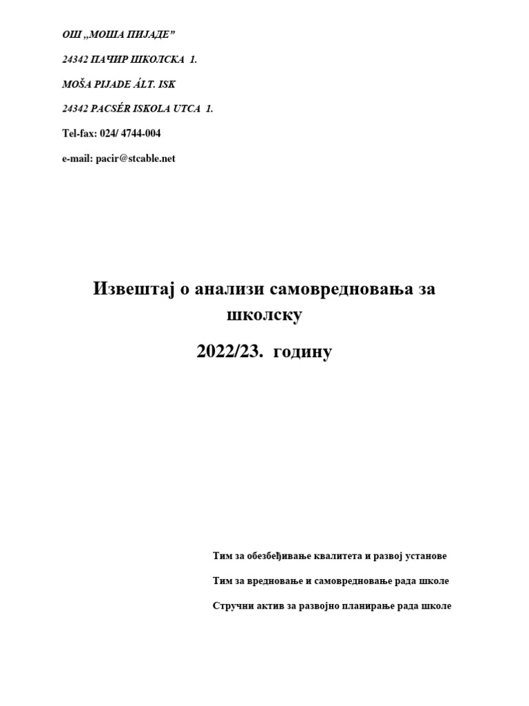 Tel-fax: 024/ 4744-004: Ош ,,Моша Пијаде" 24342 Пачир Школска 1. Moša ...