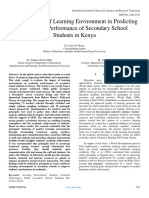 An Evaluation of Learning Environment in Predicting Academic Performance of Secondary School Students in Kenya