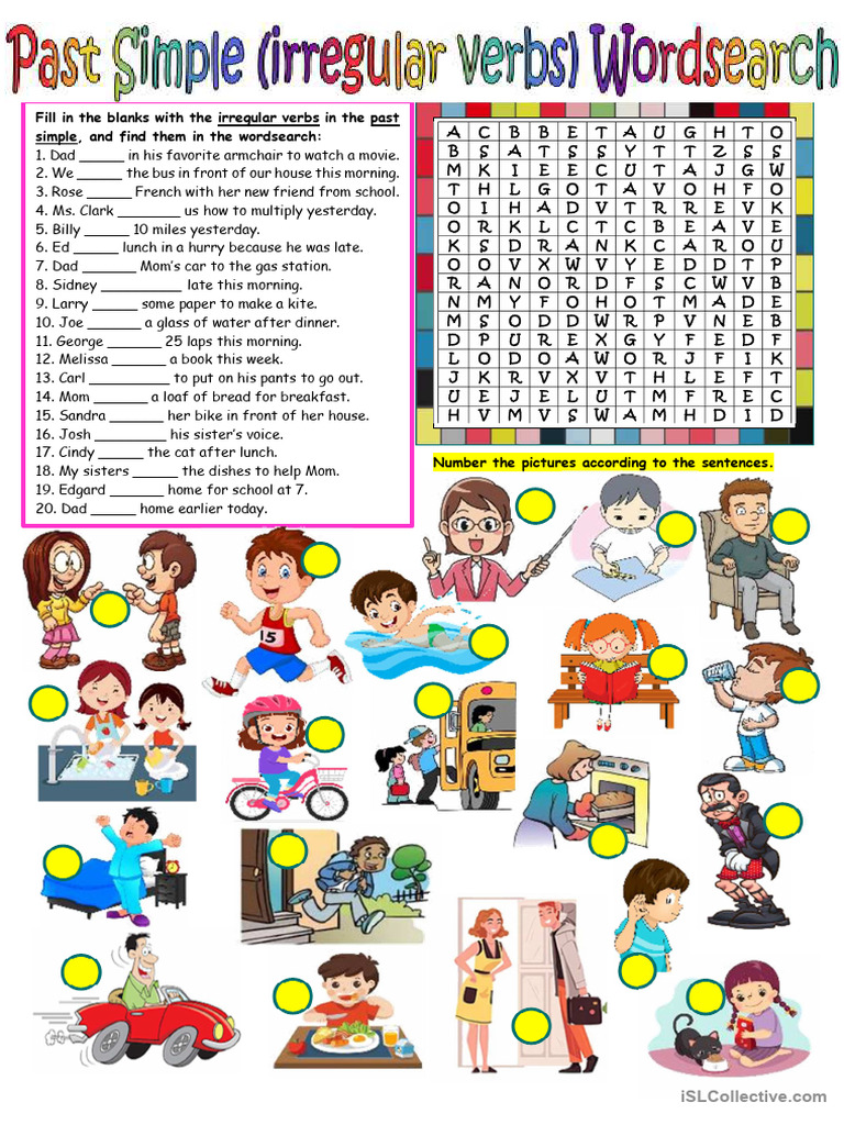 Past Simple (irregular verbs) Wordsearch | PDF | Linguistics ...