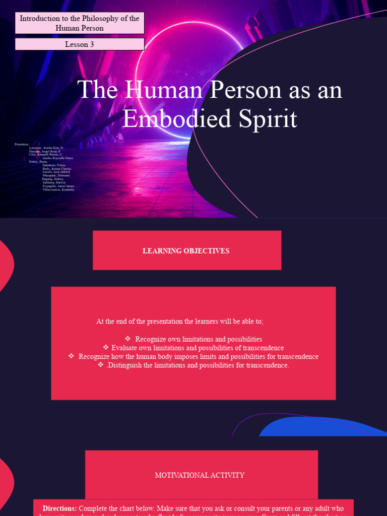 Lesson 3 Philosophy Pdf Transcendence Philosophy Human