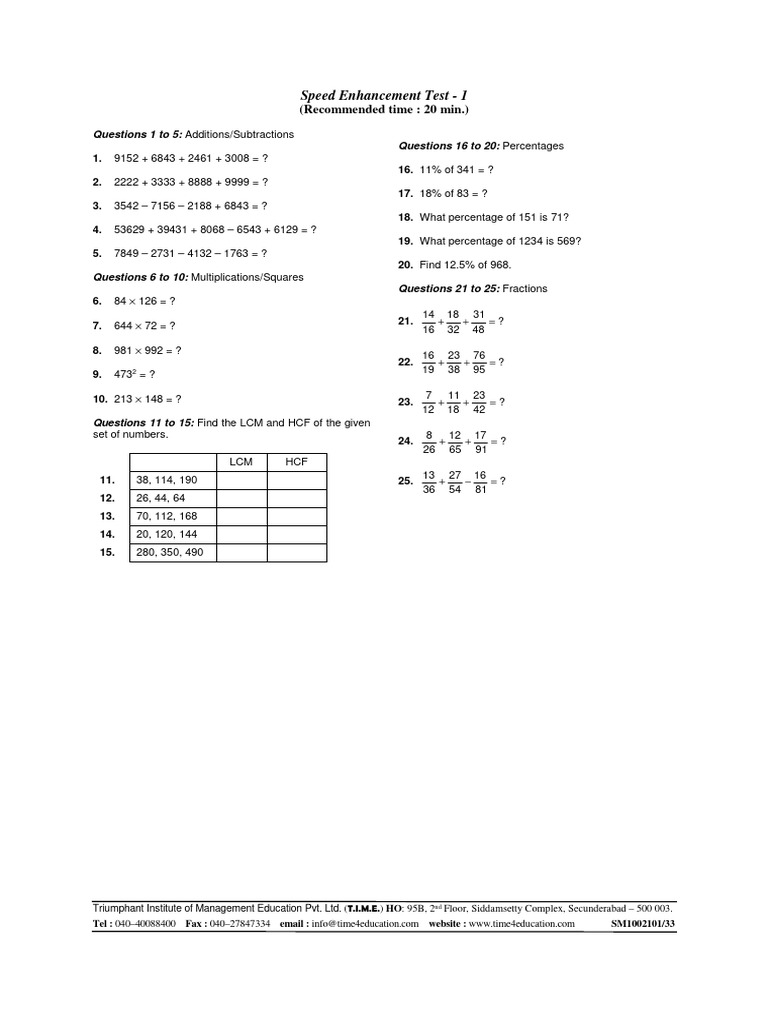 Se Tests 1to30 PDF Arithmetic Abstract Algebra
