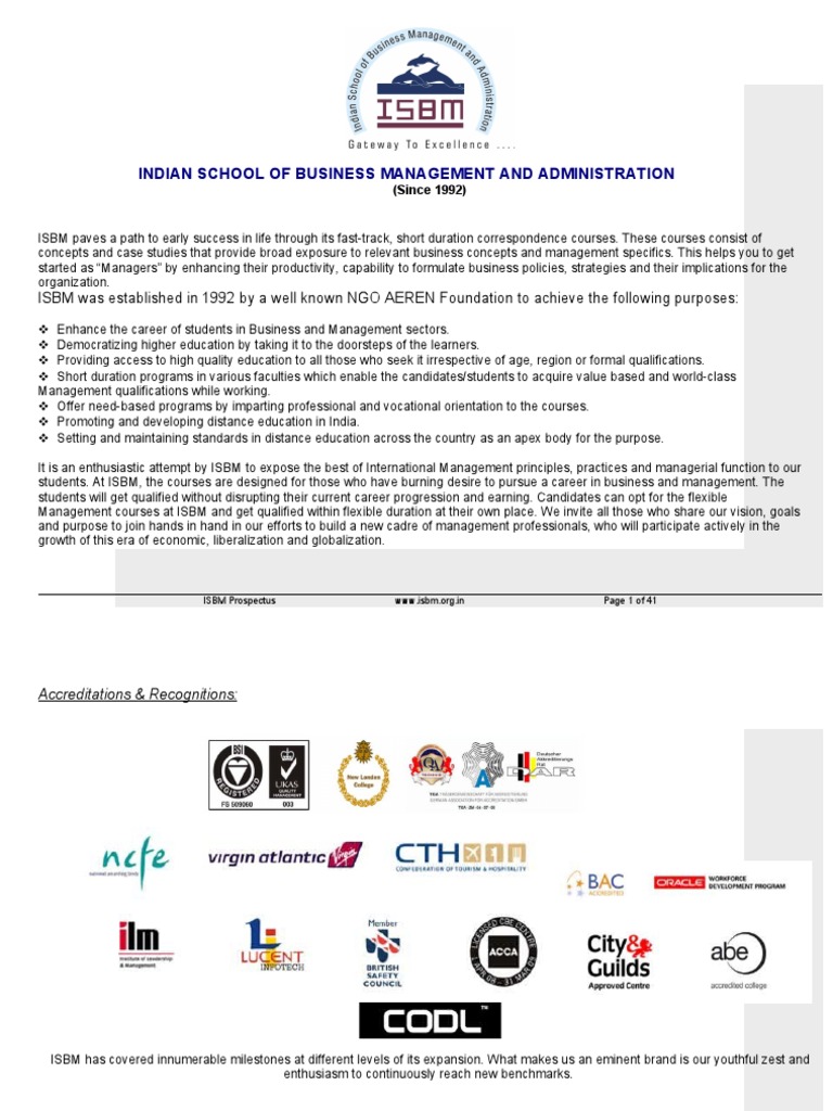 ISBM - Courses Details | PDF | Postgraduate Education | Master Of ...