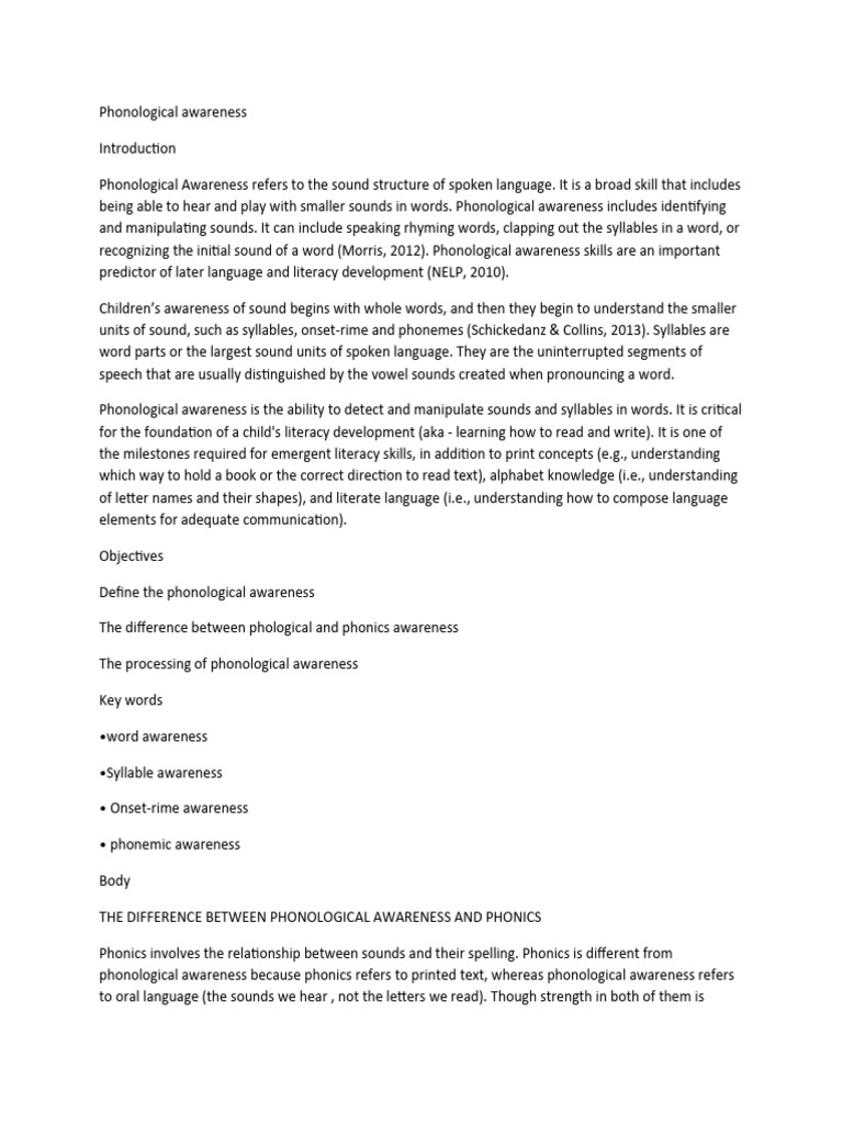 Understanding Phonological Awareness | PDF | Phonics | Linguistics