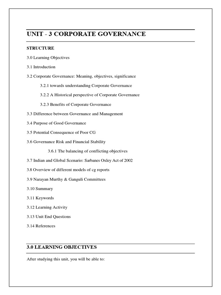 Unit 3 | PDF | Governance | Corporate Governance