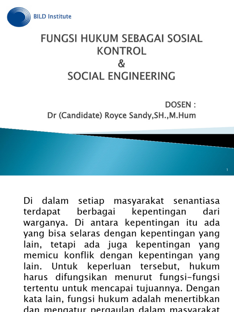 Fungsi Hukum Sebagai Sosial Kontrol Sosial Engineering Pdf