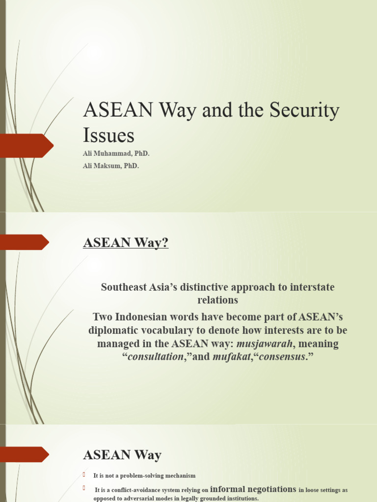 ASEAN Way and The Conflicts Among Member States PDF Thailand Malaysia